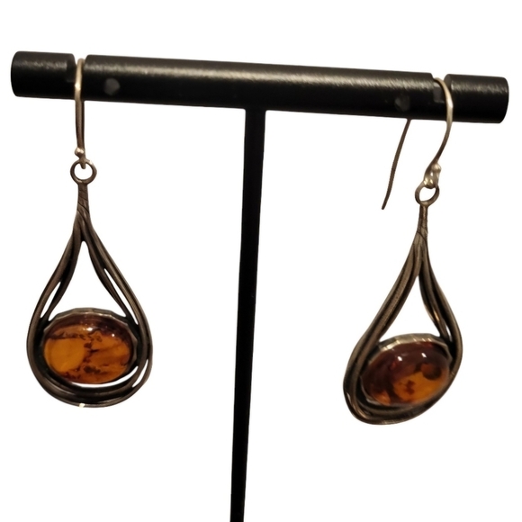 Paz Creations Jewelry - PZ Israel Paz Creations Drop .925 Silver Amber Earrings